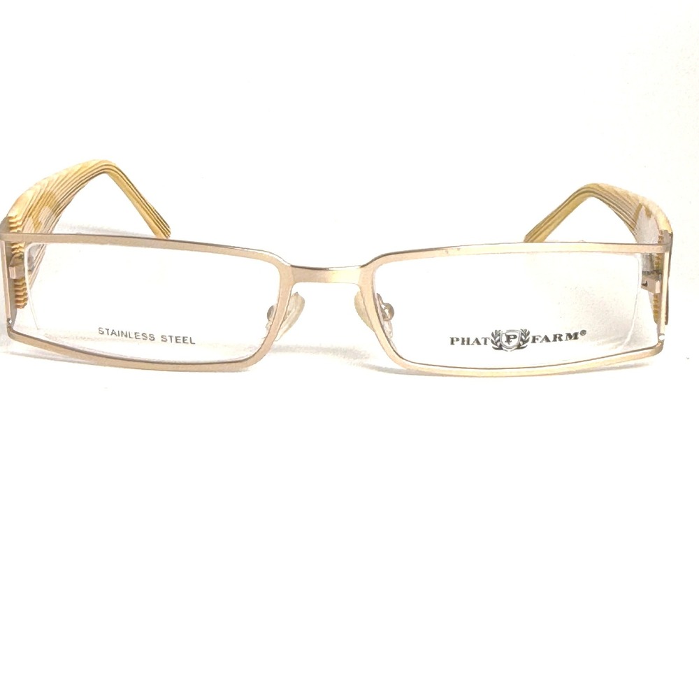 Phat Farm MOD533 Gold Stainless Steel‎ Rectangular Eyeglasses Frames 55-18-140